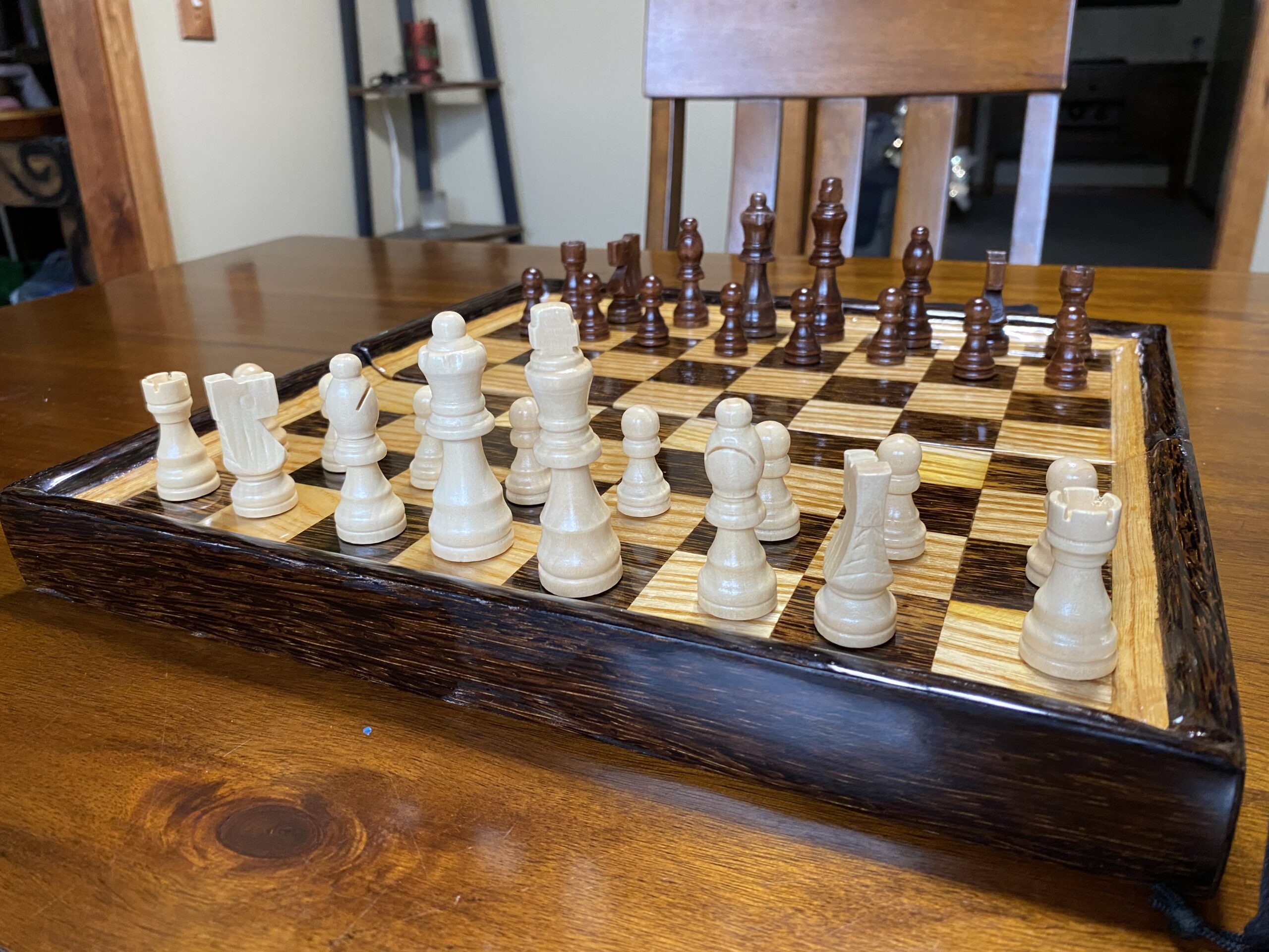 Chess Box - Black Palm and White Ash