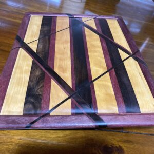 cutting board charcuterie board purple heart ziricote flame birch hashmark serving tray