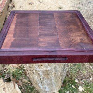 end grain cutting board exotic wood juice groove handles reversible